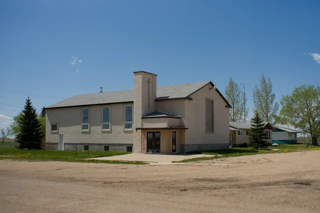 Church on a gravel street